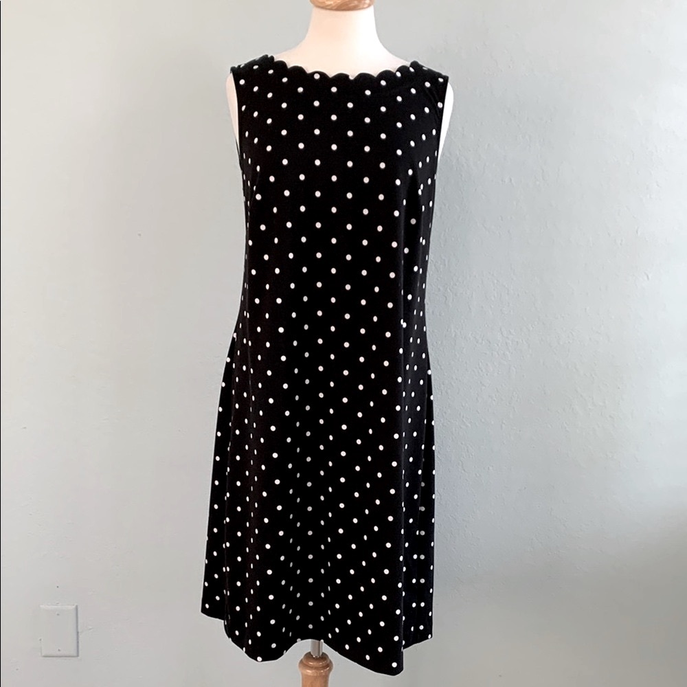 Talbots Black and White Polka Dot Midi Dress